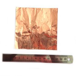 Vörösréz vékony lemezszalag, 0.01 x 100 x 100 mm