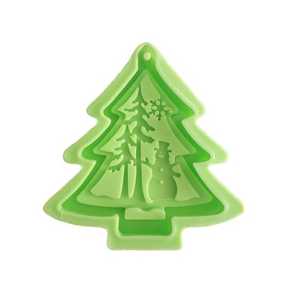 Christmas decoration - Pine tree with snowman silicone shape