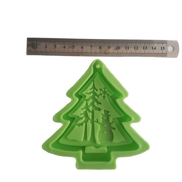 Christmas decoration - Pine tree with snowman silicone shape